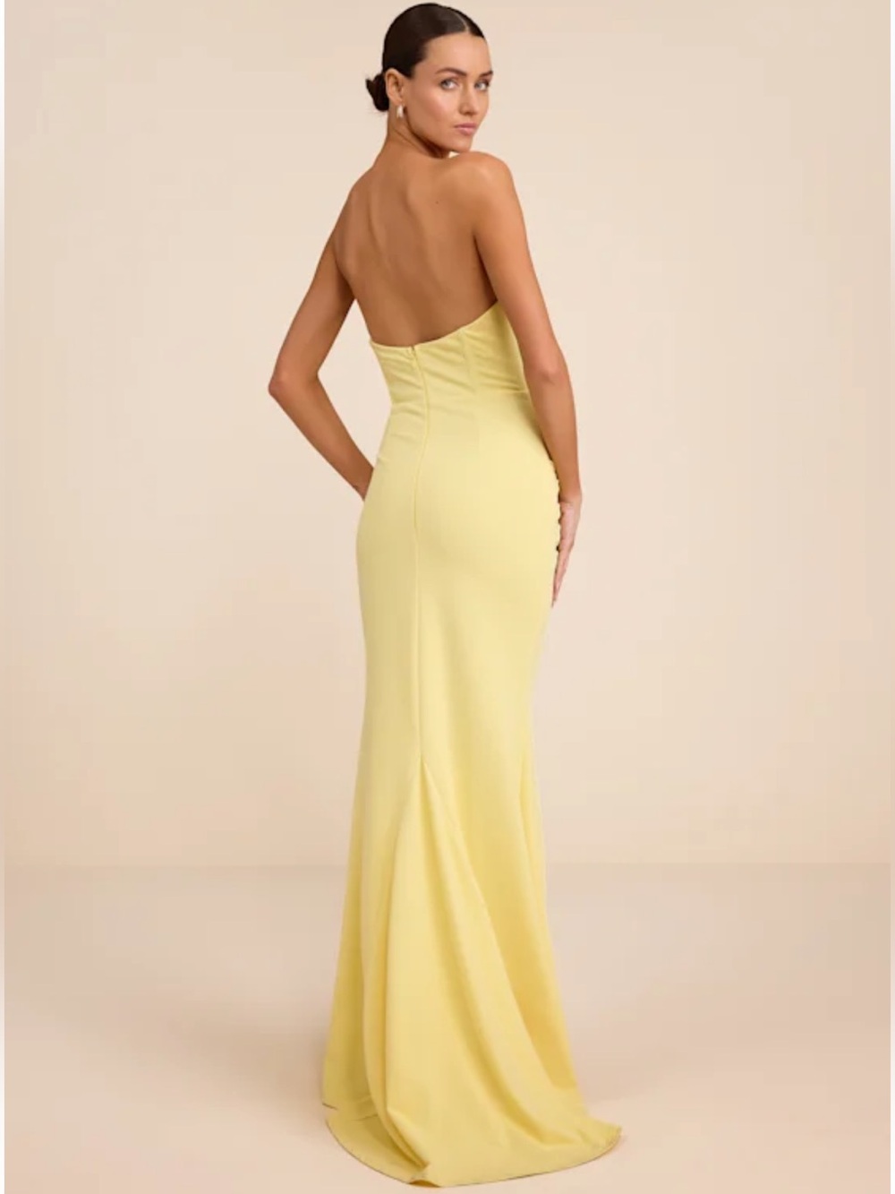 NWT Lulus Laney Light Yellow Strapless‎ Corset Maxi Dress - Picture 3 of 11